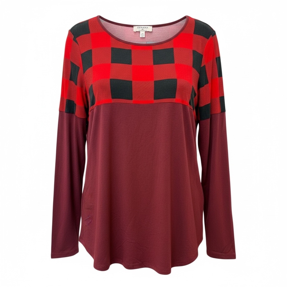 Red Buffalo Plaid Lightweight Top – Zenana